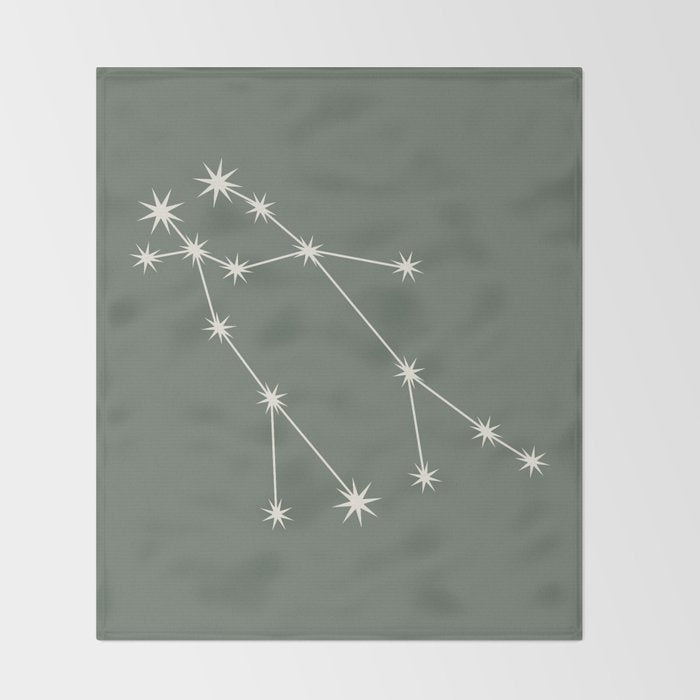 Gemini Zodiac Star Constellation Line Art Sage Throw Blanket Gallery Image 2