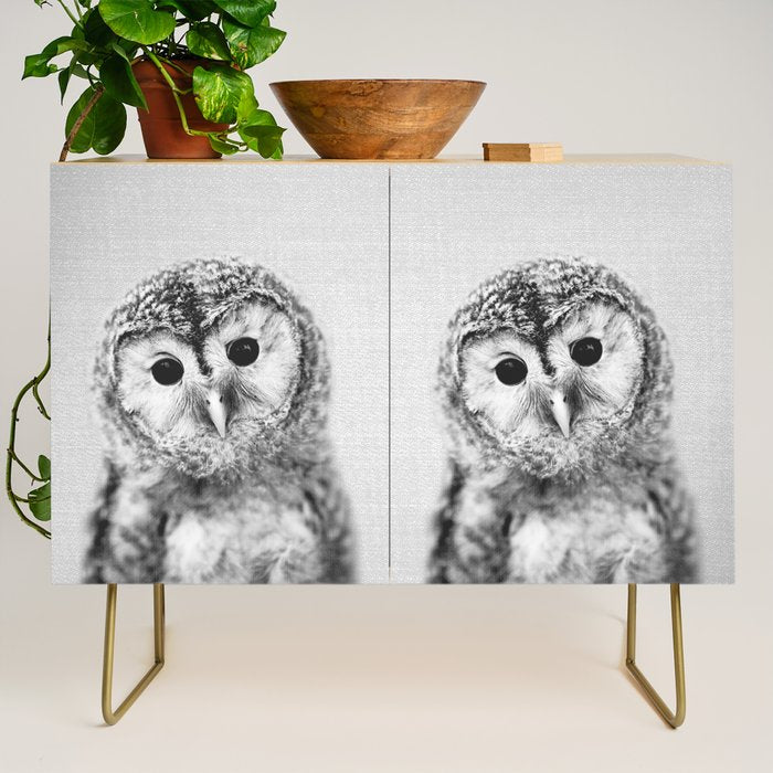 Baby Owl - Black & White Credenza Gallery Image 1
