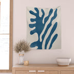 Seagrass Blue Watercolor Plant  Wall Tapestry Gallery Image 2