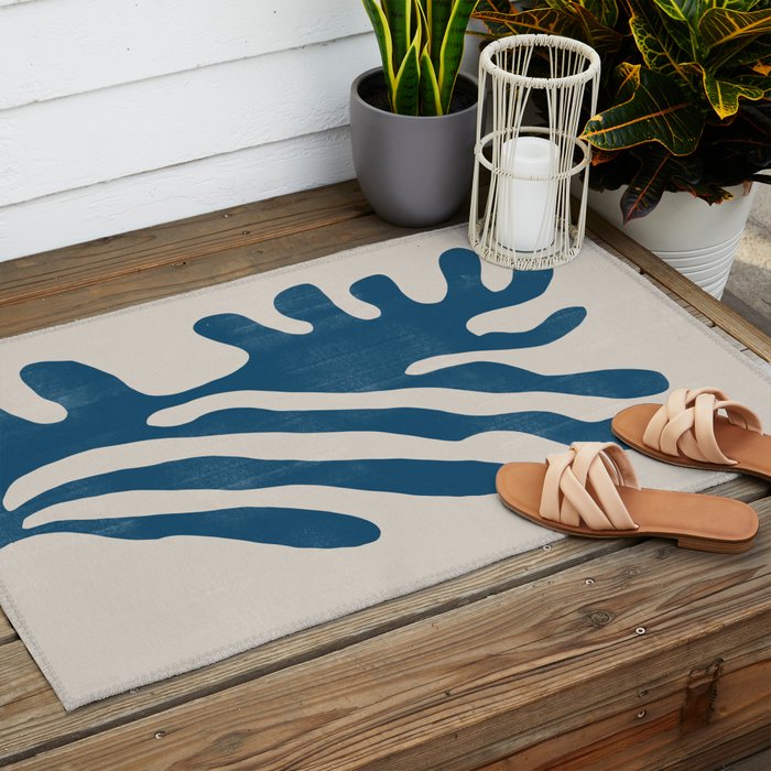 Seagrass Blue Watercolor Plant  Outdoor Rug Gallery Image 2