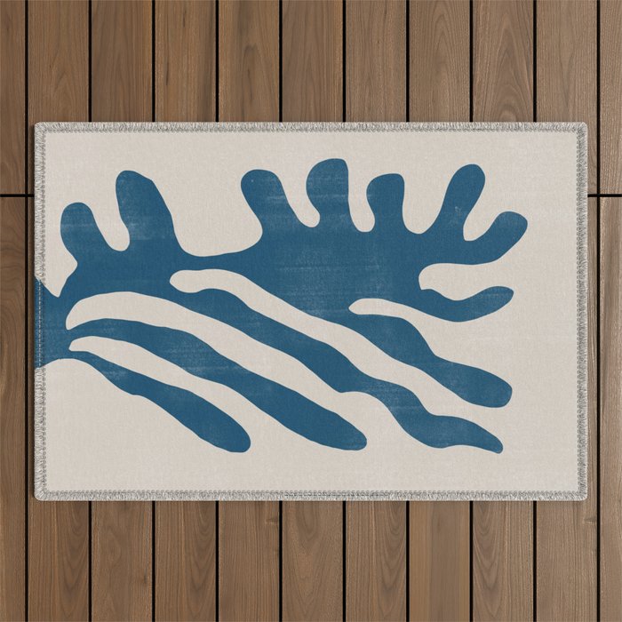 Seagrass Blue Watercolor Plant  Outdoor Rug Gallery Image 1