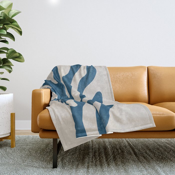 Seagrass Blue Watercolor Plant  Throw Blanket Gallery Image 1