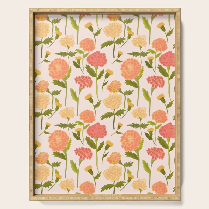Marigold Dream / Warm Flower Pattern Serving Tray Gallery Image 1