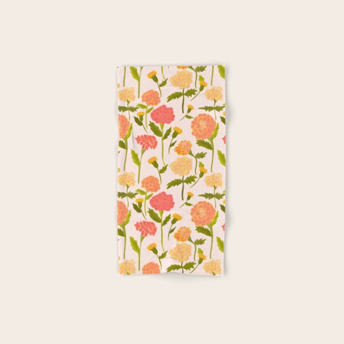 Marigold Dream / Warm Flower Pattern Bath Towel Gallery Image 1