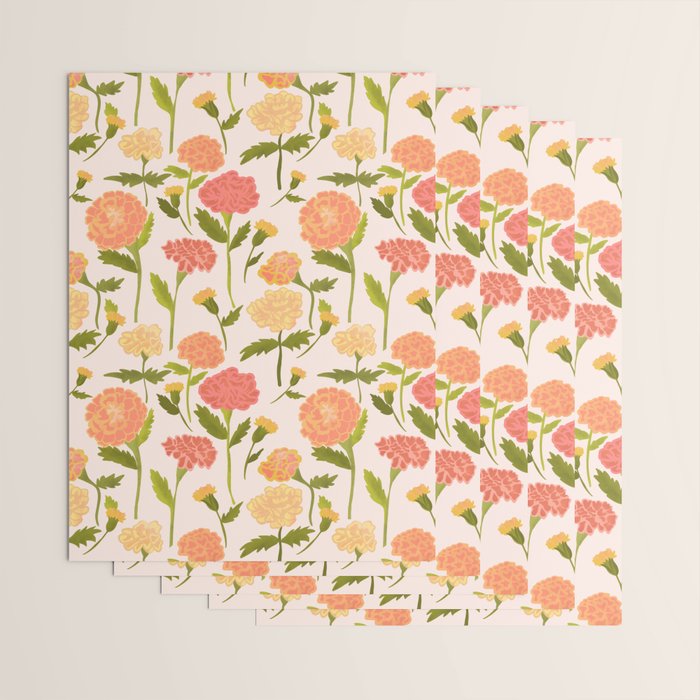Marigold Dream / Warm Flower Pattern Wrapping Paper Gallery Image 3