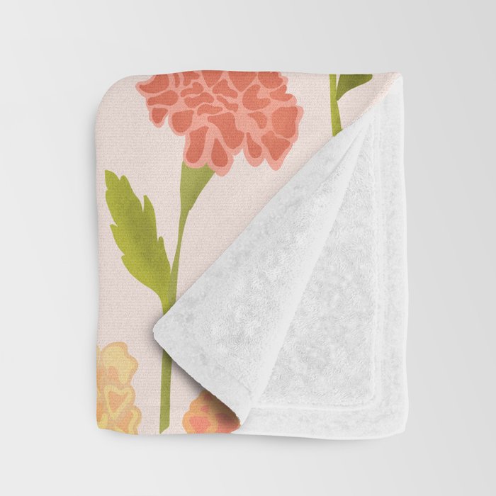 Marigold Dream / Warm Flower Pattern Throw Blanket Gallery Image 3