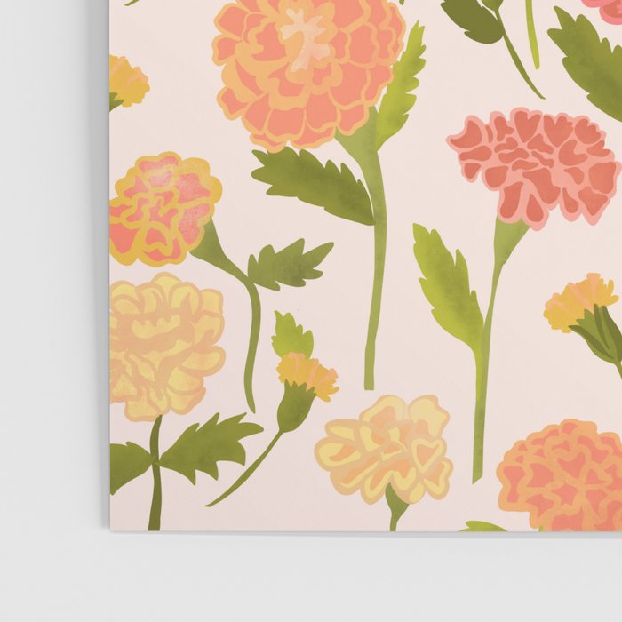 Marigold Dream / Warm Flower Pattern Poster Gallery Image 3