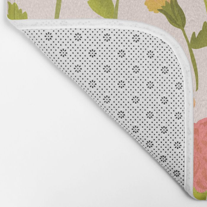 Marigold Dream / Warm Flower Pattern Bath Mat Gallery Image 2