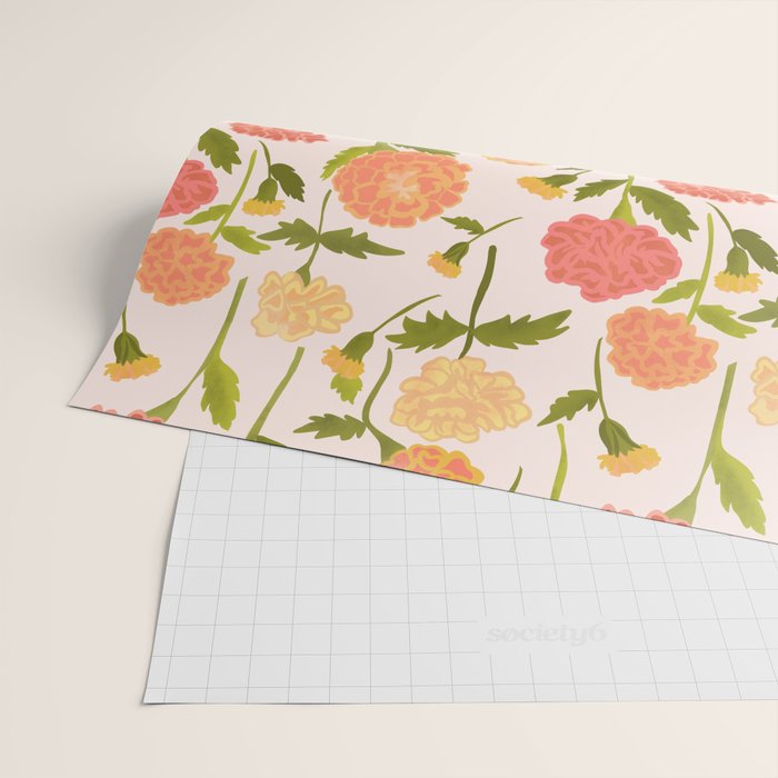 Marigold Dream / Warm Flower Pattern Wrapping Paper Gallery Image 2