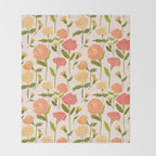 Marigold Dream / Warm Flower Pattern Throw Blanket Gallery Image 2