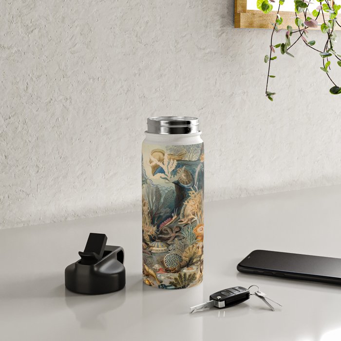 Ocean Life by James M Sommerville 1859 Funky Quirky Cute Cozy Boho Maximalism Maximalist Water Bottle Gallery Image 4