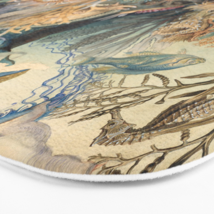 Ocean Life by James M Sommerville 1859 Funky Quirky Cute Cozy Boho Maximalism Maximalist Bath Mat Gallery Image 3