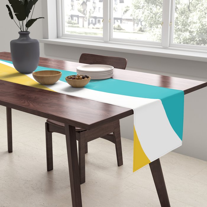 Simple Waves 2 - Turquoise and Yellow Table Runner Gallery Image 2