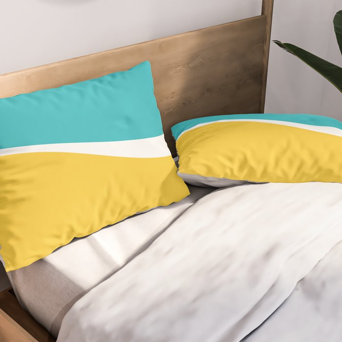 Simple Waves 2 - Turquoise and Yellow Pillow Sham Gallery Image 2