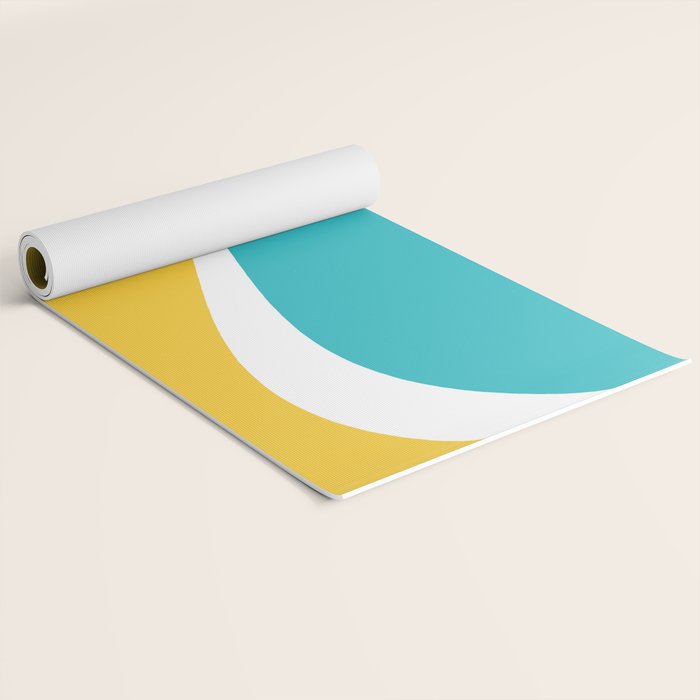Simple Waves 2 - Turquoise and Yellow Yoga Mat Gallery Image 2