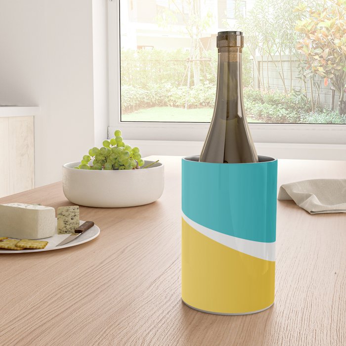 Simple Waves 2 - Turquoise and Yellow Wine Chiller Gallery Image 4