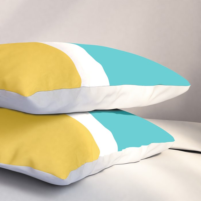 Simple Waves 2 - Turquoise and Yellow Pillow Sham Gallery Image 3
