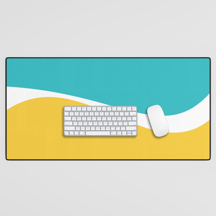 Simple Waves 2 - Turquoise and Yellow Desk Mat Gallery Image 1