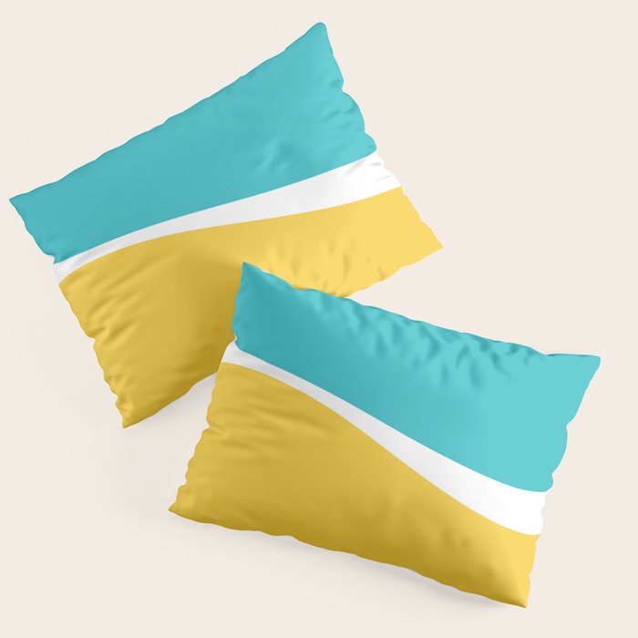 Simple Waves 2 - Turquoise and Yellow Pillow Sham Gallery Image 3