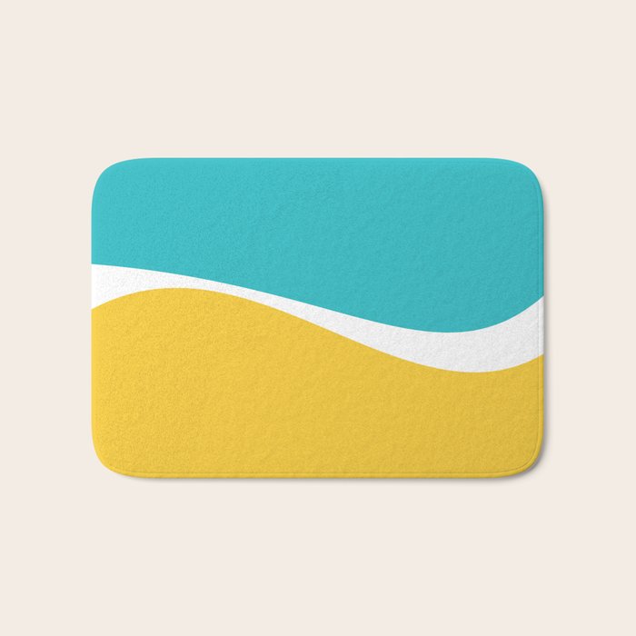 Simple Waves 2 - Turquoise and Yellow Bath Mat Gallery Image 1