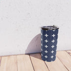Navy Blue Swiss Cross Minimalist Line Drawing Travel Mug Gallery Image 4