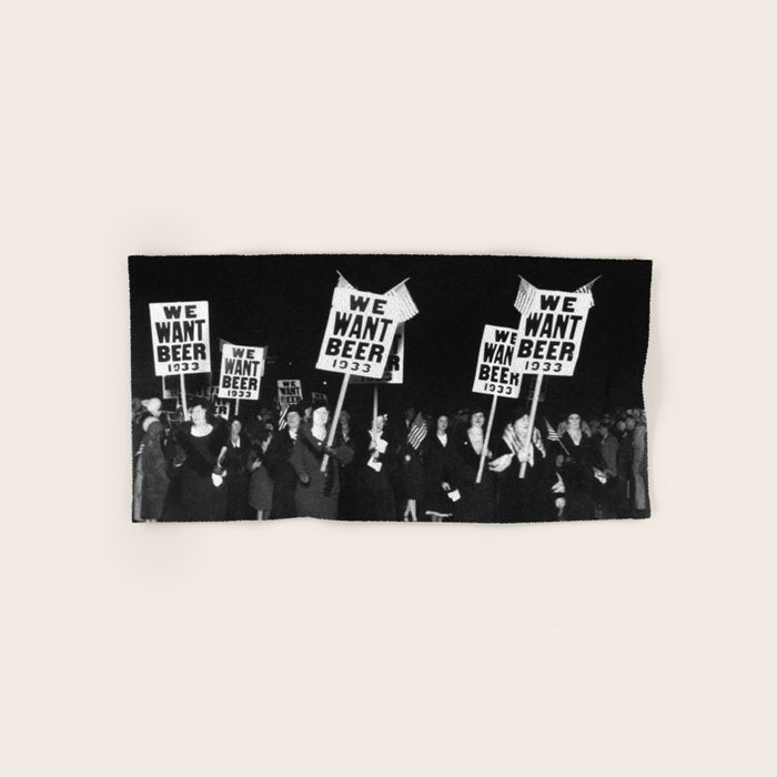 We Want Beer Too! Women Protesting Against Prohibition black and white photography - photographs Bath Towel Gallery Image 1