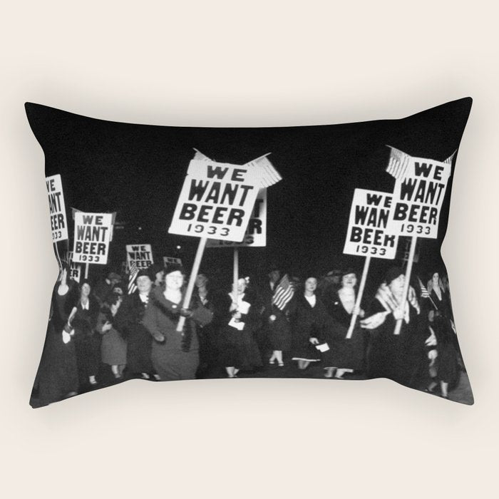 We Want Beer Too! Women Protesting Against Prohibition black and white photography - photographs Rectangular Pillow Gallery Image 2