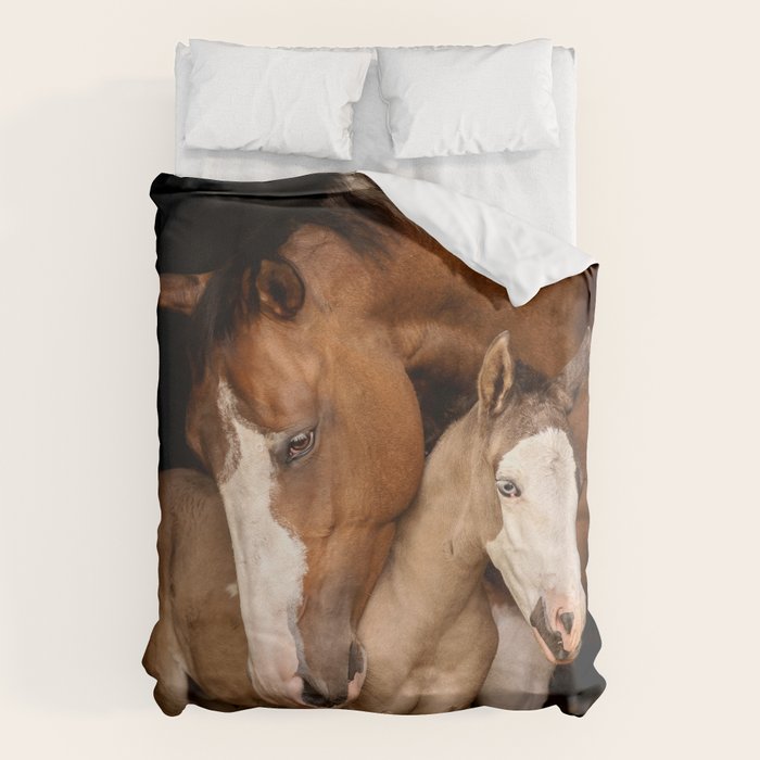 Foal and Mare hug - Equine fine art photograph Duvet Cover Gallery Image 1