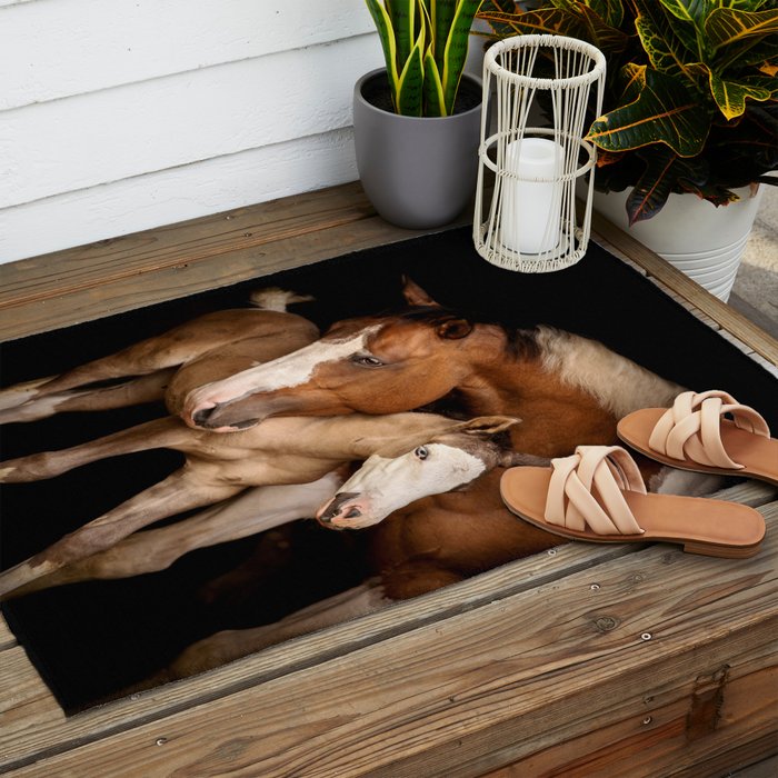 Foal and Mare hug - Equine fine art photograph Outdoor Rug Gallery Image 2