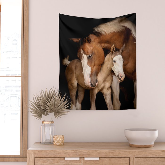 Foal and Mare hug - Equine fine art photograph Wall Tapestry Gallery Image 2