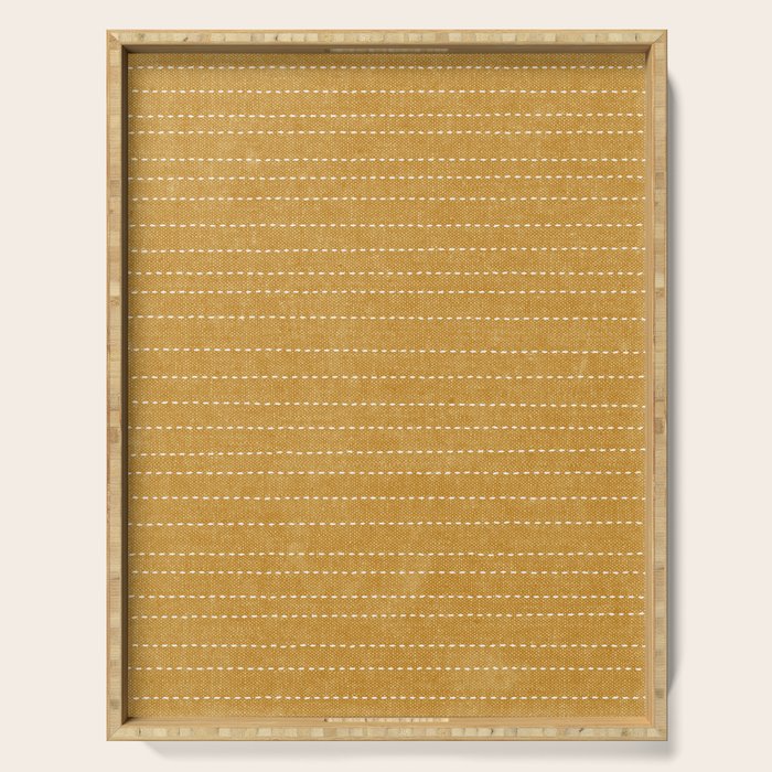 stitched stripes - mustard yellow Serving Tray Gallery Image 1