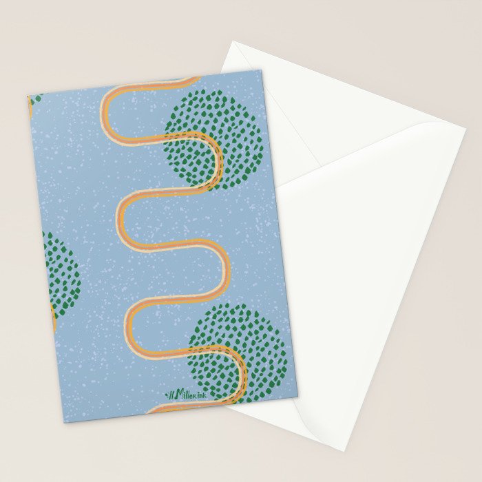 Abstract Fields in Blue-Grey & Green Stationery Card Gallery Image 2