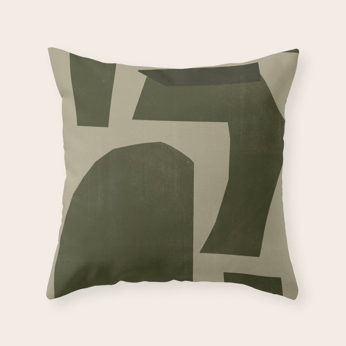 Green Paper Cut No1. Throw Pillow Gallery Image 1