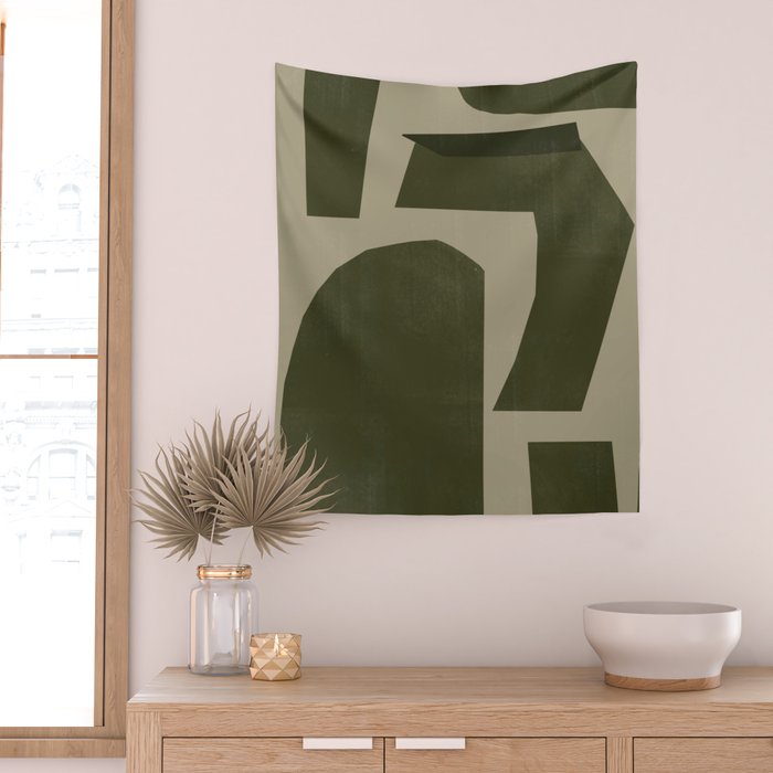 Green Paper Cut No1. Wall Tapestry Gallery Image 2