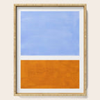Pastel Royal Blue Yellow ochre Mid Century Modern Abstract Minimalist Rothko Color Field Squares Serving Tray Gallery Image 1