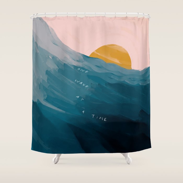 "One Wave At A Time" Shower Curtain Gallery Image 1