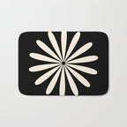 Big Daisy Retro Minimalist Flower Black and Almond Cream Bath Mat Gallery Image 1