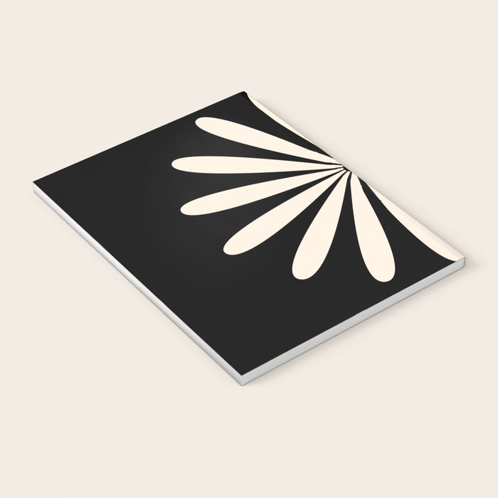 Big Daisy Retro Minimalist Flower Black and Almond Cream Notebook Gallery Image 3