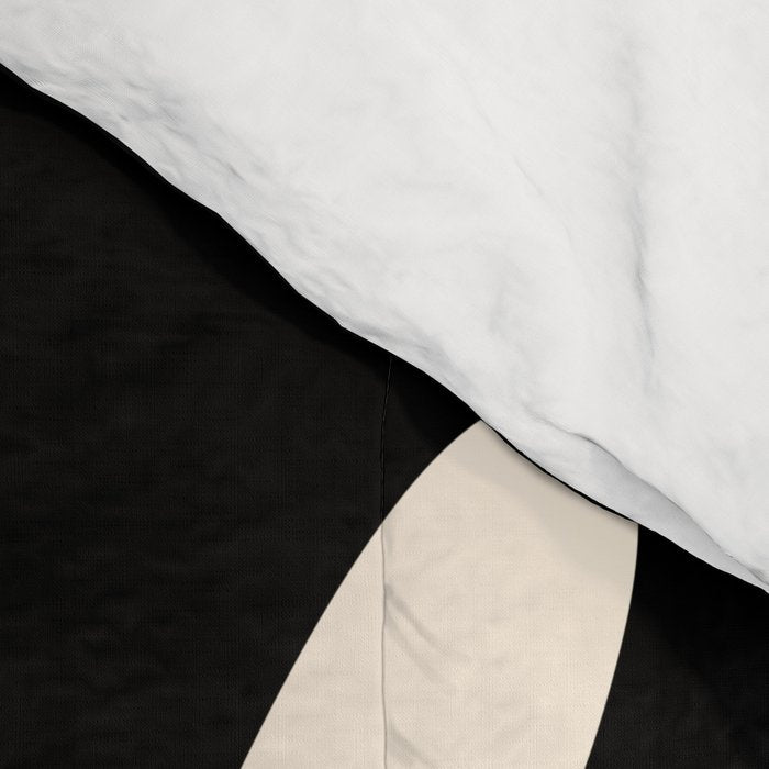 Big Daisy Retro Minimalist Flower Black and Almond Cream Comforter Gallery Image 4