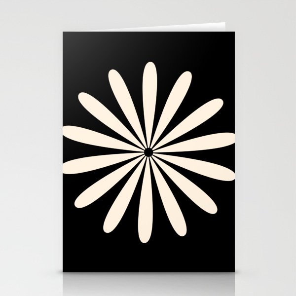 Big Daisy Retro Minimalist Flower Black and Almond Cream Stationery Card Gallery Image 2
