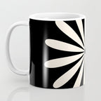 Big Daisy Retro Minimalist Flower Black and Almond Cream Coffee Mug Gallery Image 3