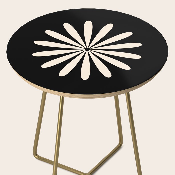 Big Daisy Retro Minimalist Flower Black and Almond Cream Side Table Gallery Image 2