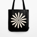 Big Daisy Retro Minimalist Flower Black and Almond Cream Tote Bag Gallery Image 1