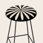 Big Daisy Retro Minimalist Flower Black and Almond Cream Stool Gallery Image 2