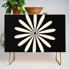 Big Daisy Retro Minimalist Flower Black and Almond Cream Credenza Gallery Image 1