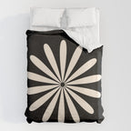 Big Daisy Retro Minimalist Flower Black and Almond Cream Duvet Cover Gallery Image 6