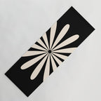 Big Daisy Retro Minimalist Flower Black and Almond Cream Yoga Mat Gallery Image 1