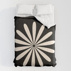Big Daisy Retro Minimalist Flower Black and Almond Cream Comforter Gallery Image 6