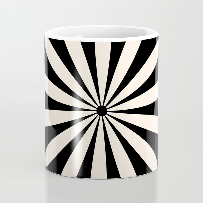 Big Daisy Retro Minimalist Flower Black and Almond Cream Coffee Mug Gallery Image 4