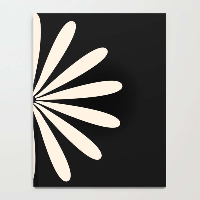 Big Daisy Retro Minimalist Flower Black and Almond Cream Notebook Gallery Image 4
